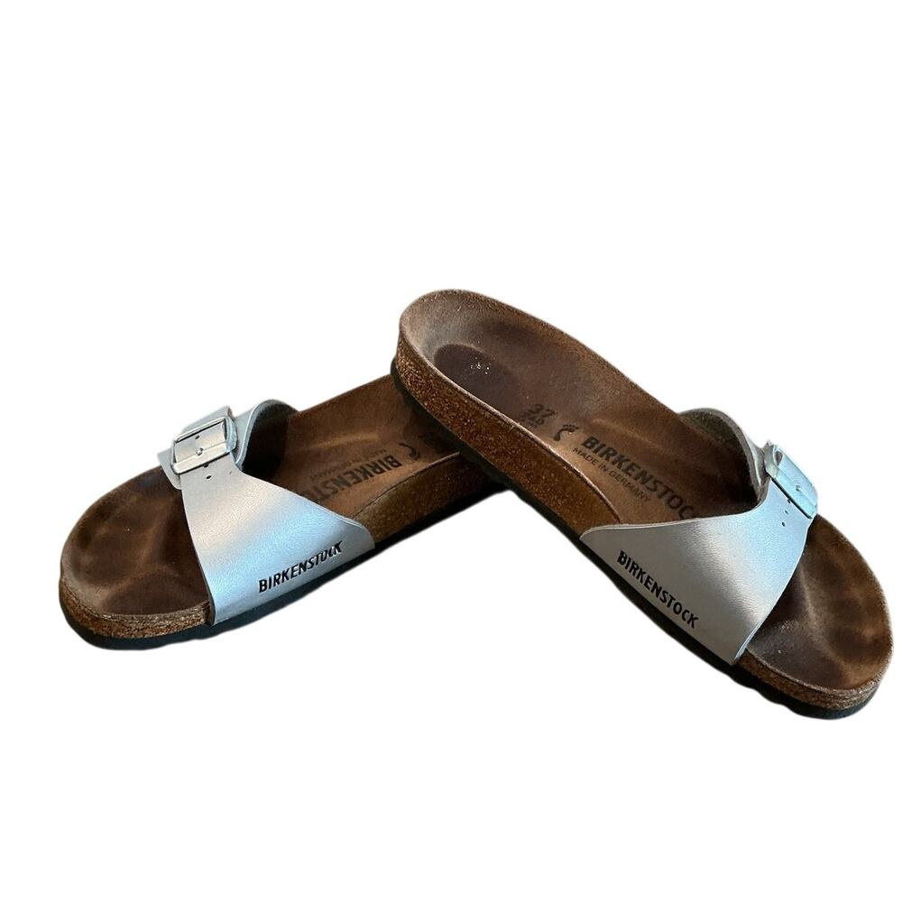 Birkenstock Madrid Single Strap Silver Leather Buckle Boho‎ Euro Summer 6 6.5 37
